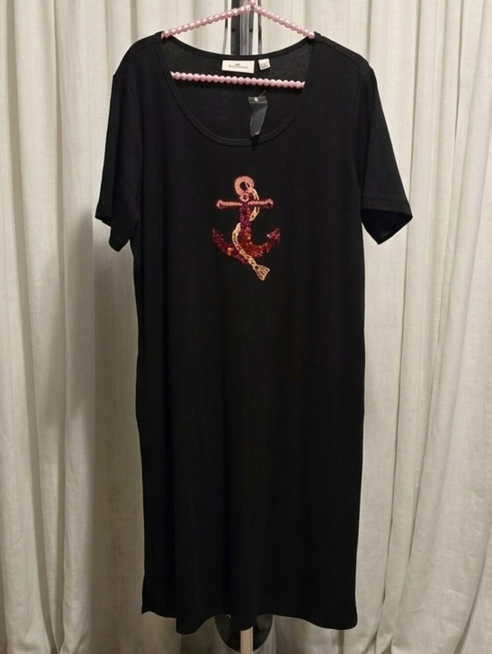 Quacker Factory Black Tee Dress with Pink Accent